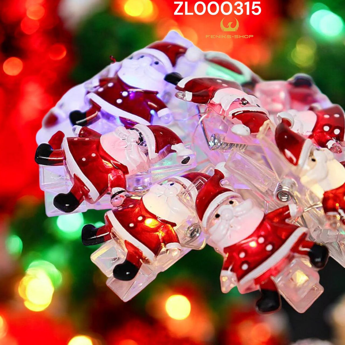 Božićne led lampice djed mraz šarene 20kom na baterije 2M + 30CM - Feniks-shop