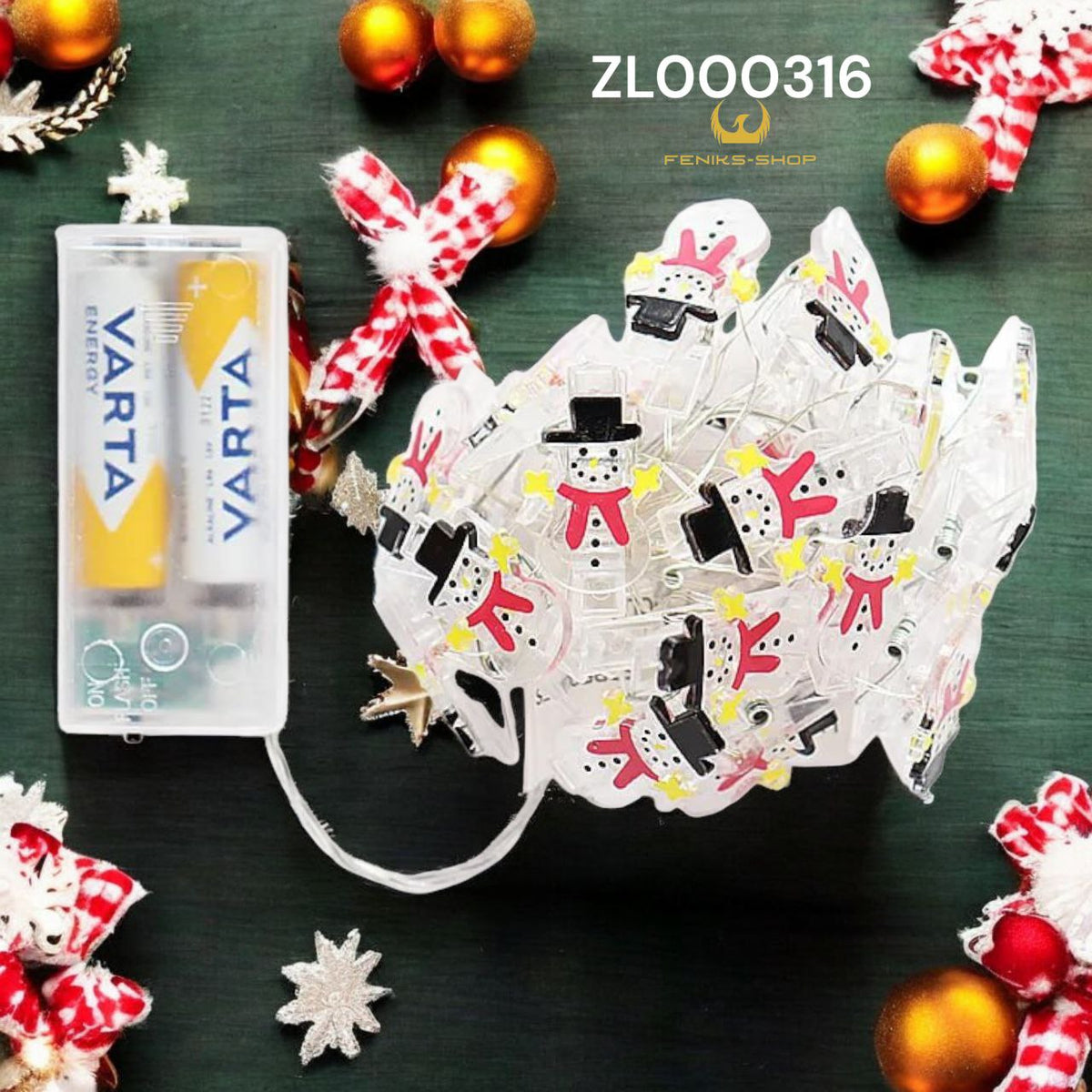 Božićne led lampice snjegović toplo bijele 20kom na baterije 2M + 30CM - Feniks-shop