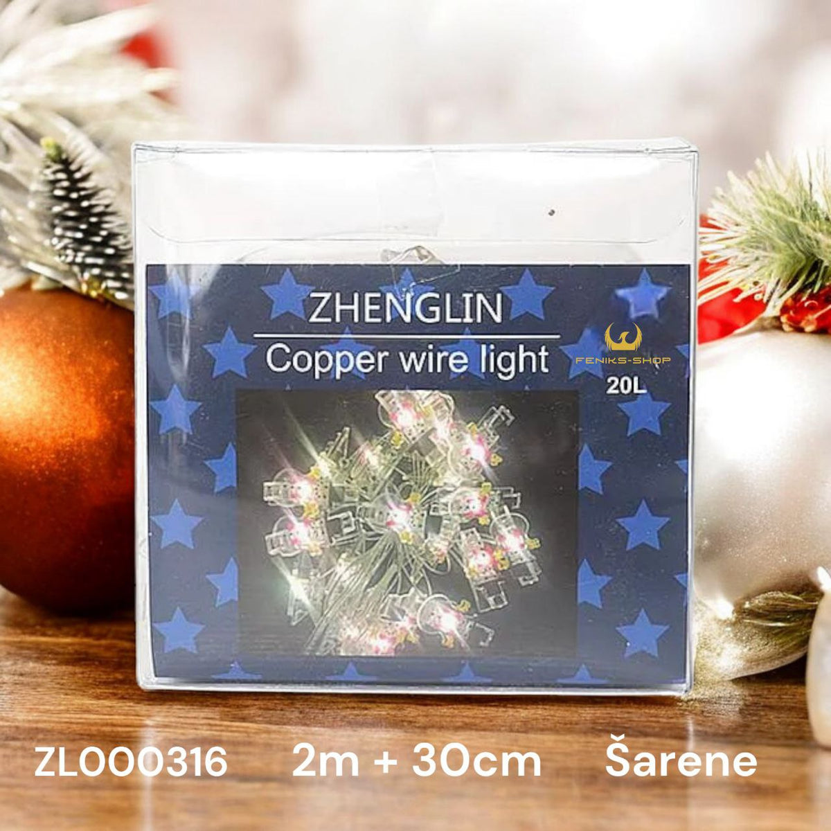 Božićne led lampice snjegović toplo bijele 20kom na baterije 2M + 30CM - Feniks-shop