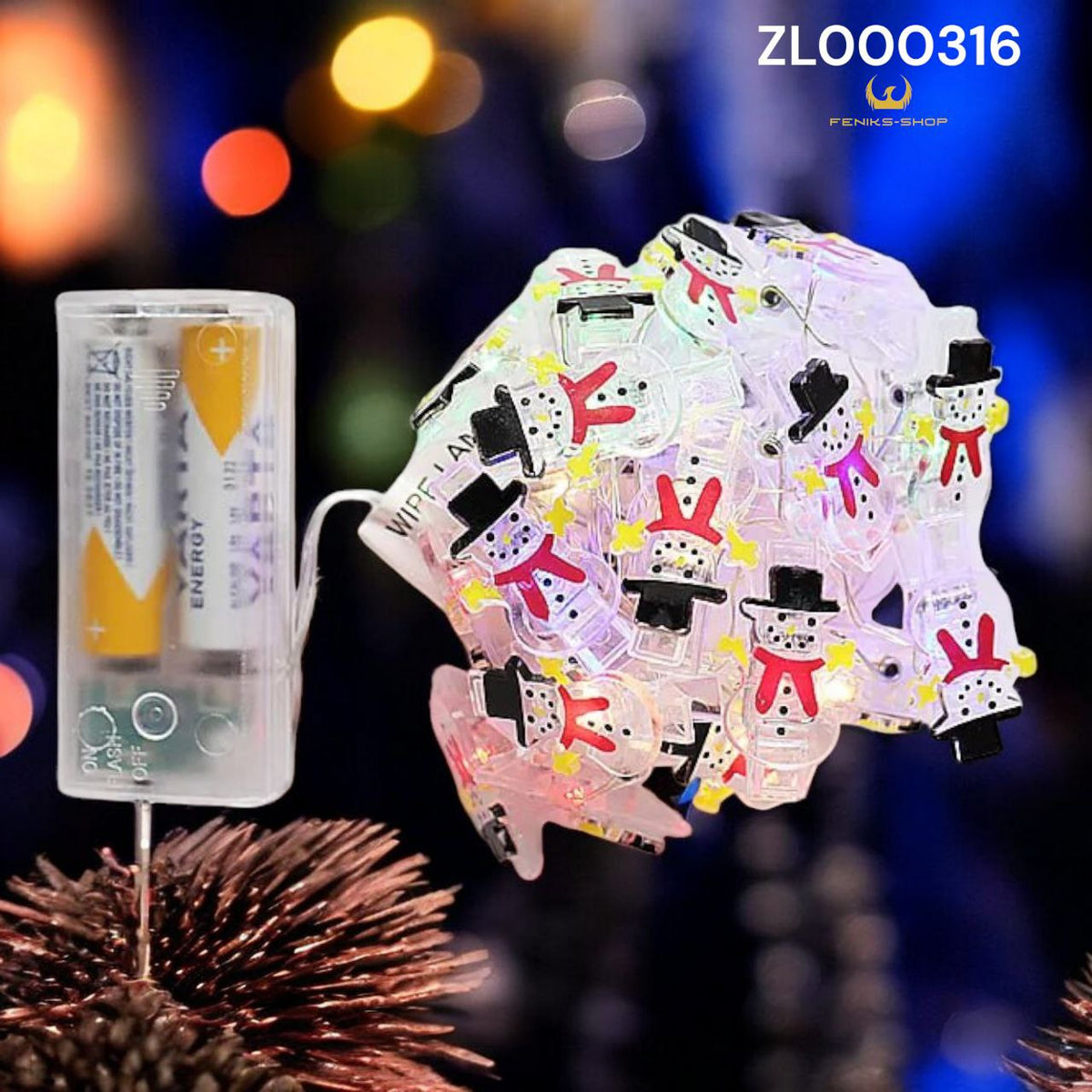 Božićne led lampice snjegović toplo bijele 20kom na baterije 2M + 30CM - Feniks-shop