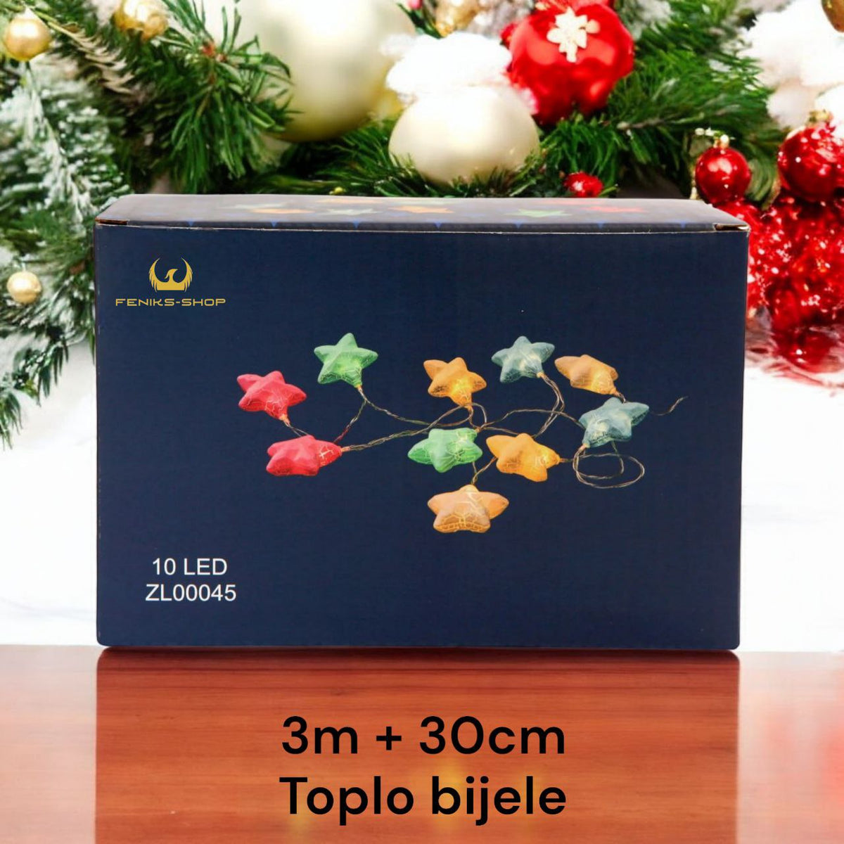 Lampice zvjezdice 3M + 30CM toplo bijele na baterije ZL00045 - Feniks-shop