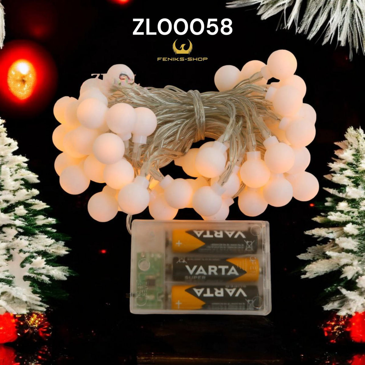 Božićne kuglice lampice 50 kom 5M + 30CM toplo bijele na baterije - Feniks-shop