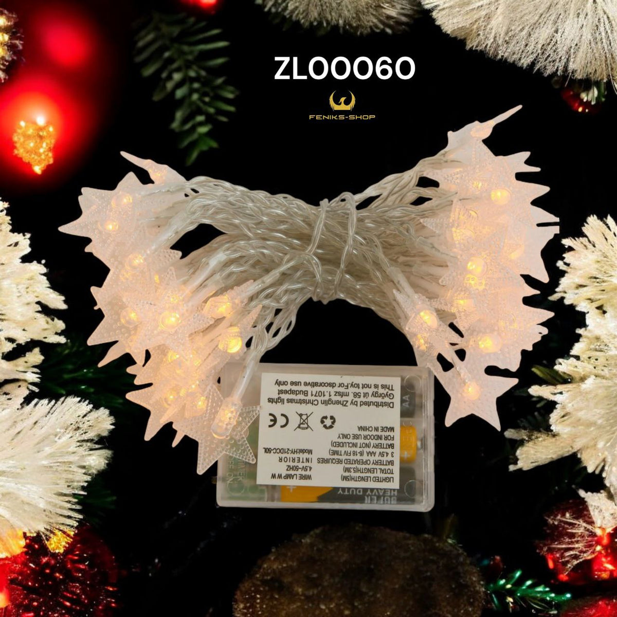 Božićne zvjezdice lampice 50 kom 5M + 30CM toplo bijele na baterije - Feniks-shop