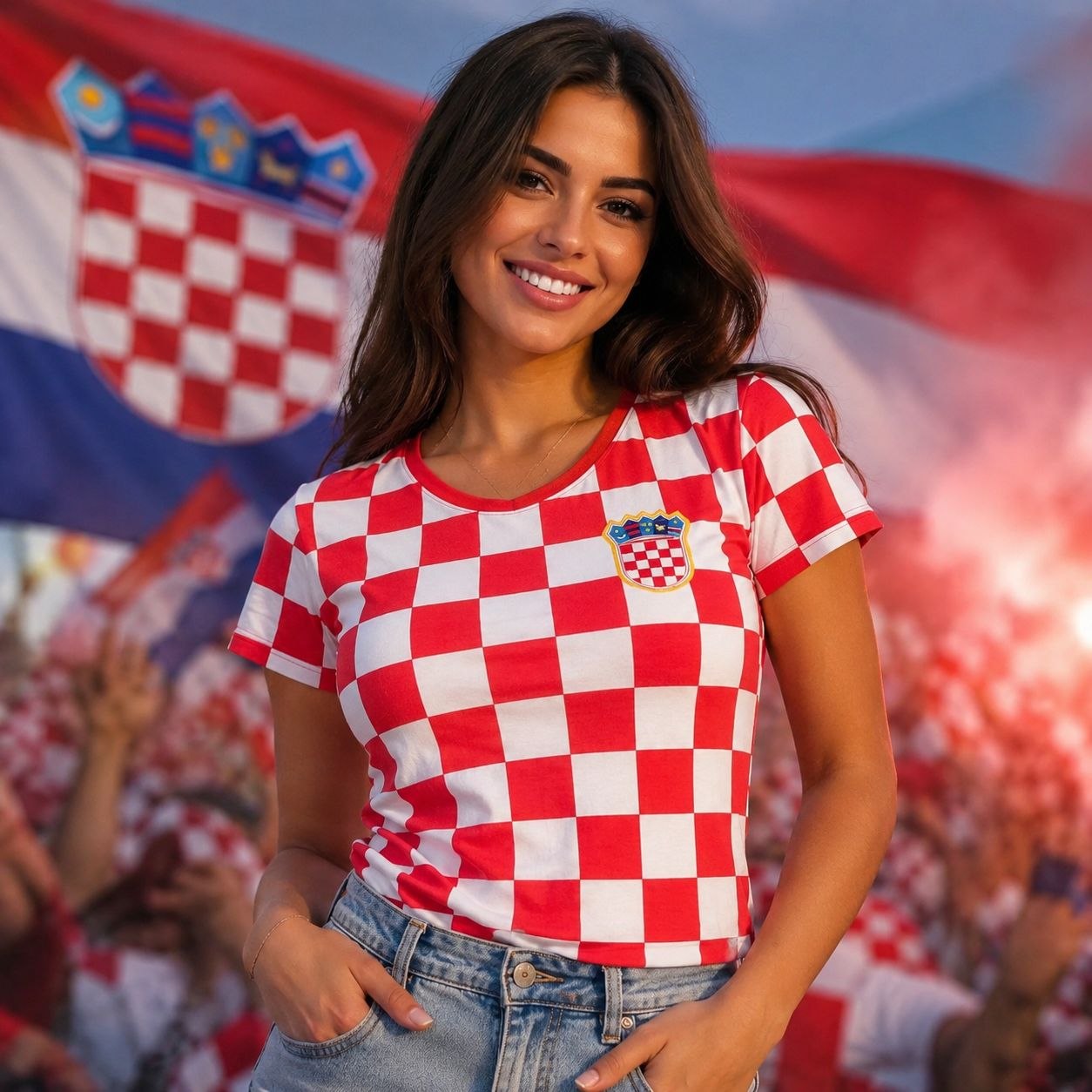Ženska navijačka majica Hrvatska – kockice