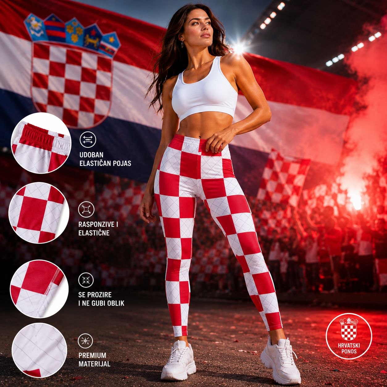 Ženske navijačke tajice Hrvatska – kockice