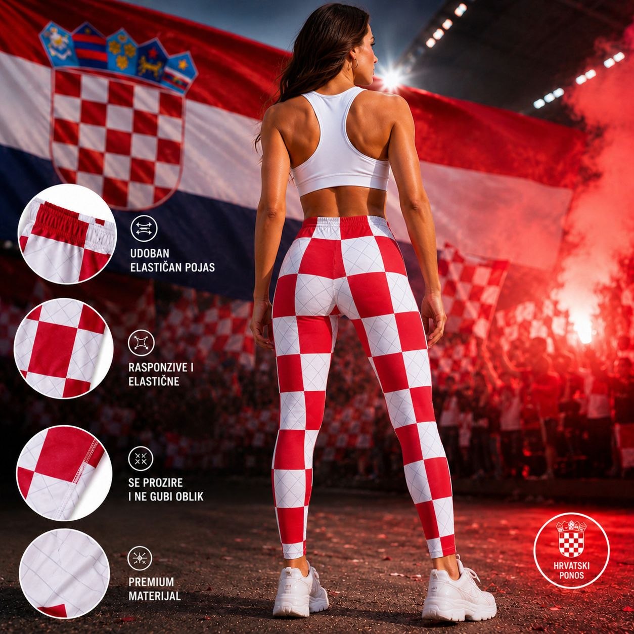 Ženske navijačke tajice Hrvatska – kockice