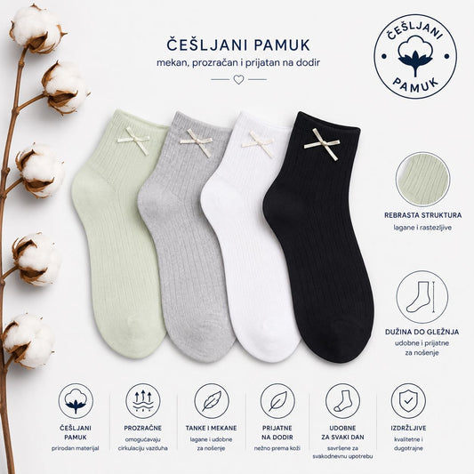Ženske rebraste čarape s mašnicom Soft Ribbon 12 pari