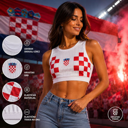 Ženski navijački crop top Hrvatska – kockice