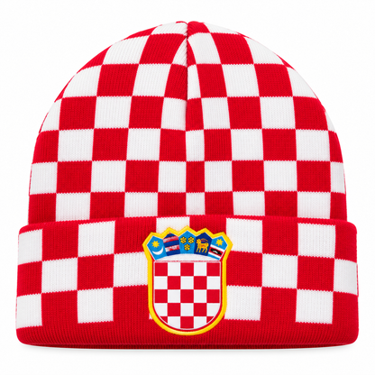 Zimska kapa Hrvatska s grbom – crveno-bijele kockice
