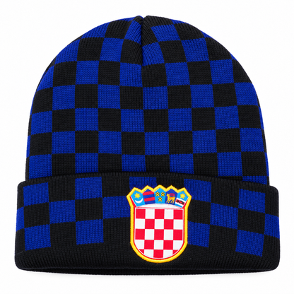 Zimska kapa Hrvatska s grbom – plavo-crne kockice