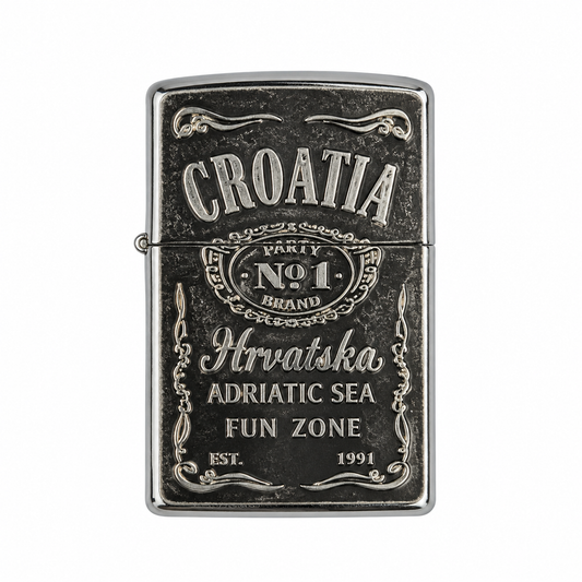 Zippo upaljač Croatia Hrvatska – crni retro dizajn