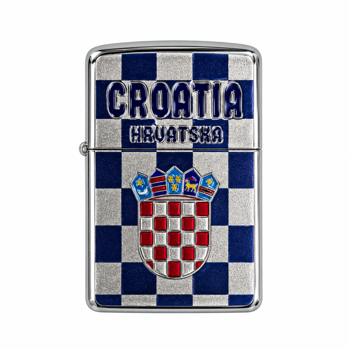 Zippo upaljač Croatia Hrvatska – plavo-bijele kockice i hrvatski grb