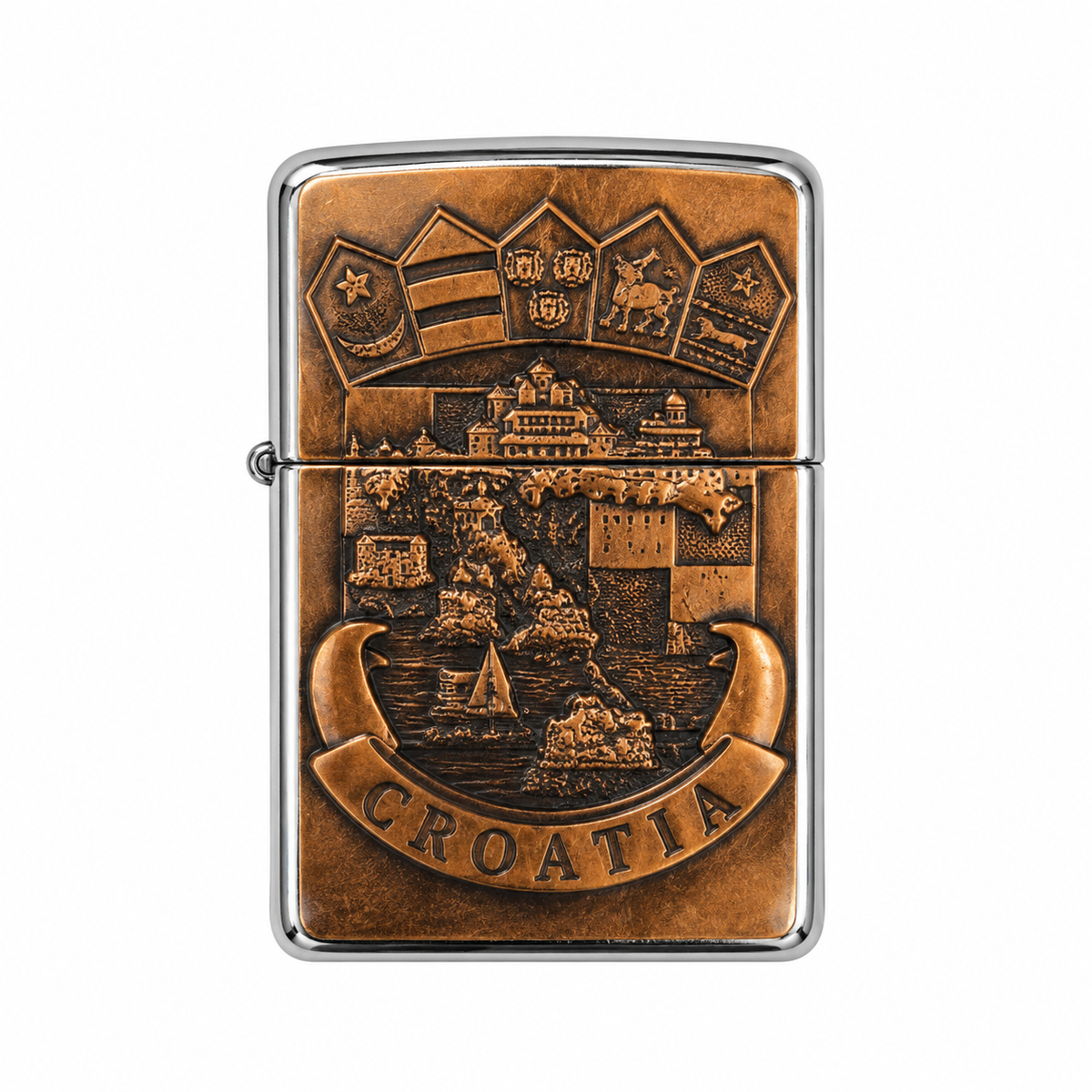Zippo upaljač Croatia – brončani hrvatski motiv