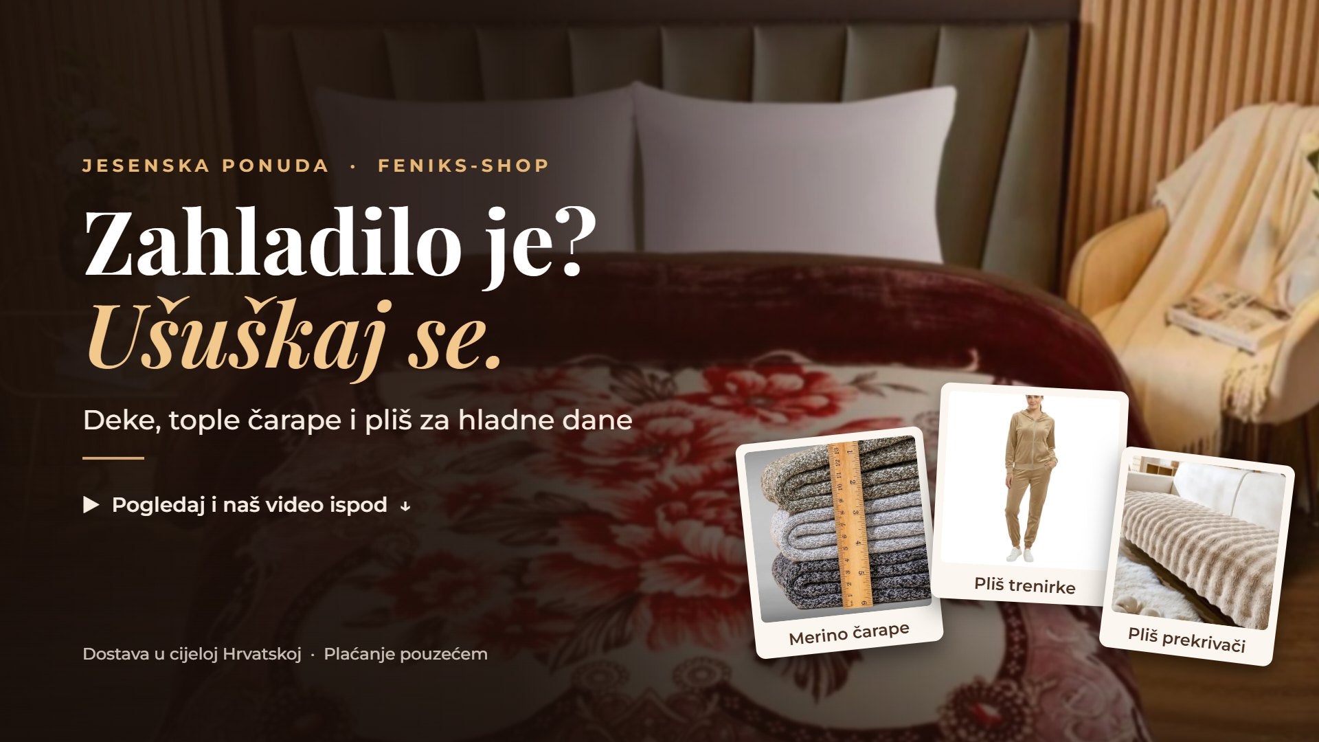 Zahladilo je? Ušuškaj se. Tople deke, Merino čarape i pliš – Feniks-shop jesenska ponuda